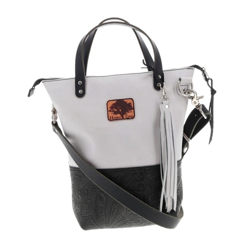 Home Tree Handcrafted Mini Rey Leather Crossbody Bag Tote Colorblock Fringe